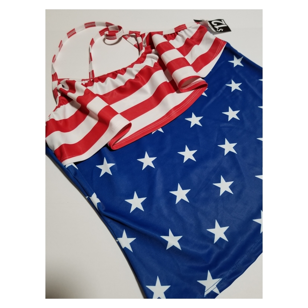 *- City Strats Red/White/Blue Girls Top/Swim Top